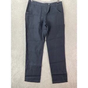 Wrap‎ London Linen Pants Womens 8 Navy Blue Straight Leg Casual Natural Fiber